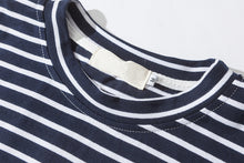 Load image into Gallery viewer, Dark Icon Rose Embroidery Striped T-shirt