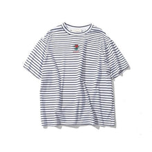 Load image into Gallery viewer, Dark Icon Rose Embroidery Striped T-shirt